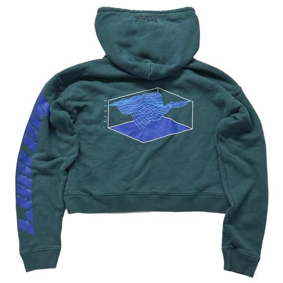 TNA women's green + blue cropped graphic hoodie, S. - Picture 1 of 4